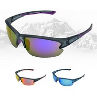 Gamswild Sportbrille UV400 Sonnenbrille Skibrille Fahrradbrille Halbrahmenbrille Damen, Herren Modell WS6028 in, blau, rot-orange, violett von Gamswild