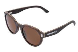 Gamswild WM0013 Holzbrille Sonnenbrille Panto Mode Brille Damen Herren | pink | braun | grau |, Farbe: Braun von Gamswild