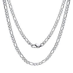 Kette Herren Klassische Kubanische Halskette - Edelstahl Silber Ketten Mann in 3mm/5mm/7mm Massive Halskette 45/50cm Lang für Frauen Damen Männer (Silber-NK Kette-5mm, 50.00) von Gamtic