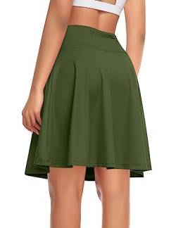 Ganado 50,8 cm knielange Skorts Röcke für Frauen mit Taschen Hohe Taille Plissee Tennisröcke Golf-Rock Lang Laufen Casual, Grün (Army Green), X-Groß von Ganado