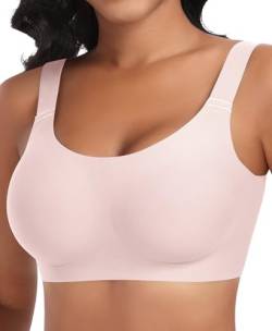 Nahtloser BH Damen Ohne Bügel Glatt Komfort Vollschalen Gepolstert Bustier Weicher BH Bequemer T-Shirt Soft BH Bra Bralette (Pink, M) von Ganado