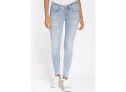 Skinny-fit-Jeans GANG "94FAYE CROPPED" Gr. 32, N-Gr, blau (heavy light blue) Damen Jeans Röhrenjeans von Gang