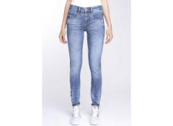 Skinny-fit-Jeans GANG "94MORA" Gr. 26 (34), N-Gr, blau (midblue wash (mid blue)) Damen Jeans Röhrenjeans mit 3-Knopf-Verschluss und Passe vorne von Gang