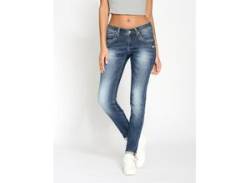 Skinny-fit-Jeans GANG "94Nikita" Gr. 30, N-Gr, blau (authentic blue wash) Damen Jeans Röhrenjeans mit Zipper-Detail an der Coinpocket von Gang