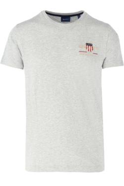 GANT Regular Fit T-Shirt Rundhals hellgrau, Melange von Gant