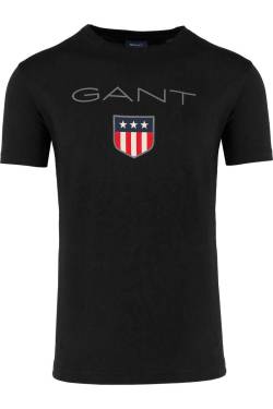 GANT Regular Fit T-Shirt Rundhals schwarz, bedruckt von Gant