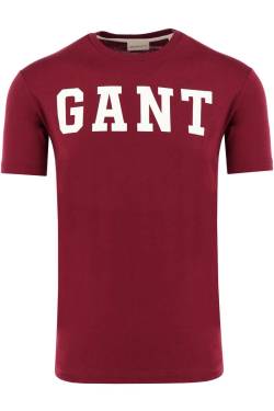 GANT Regular Fit T-Shirt Rundhals weinrot, Einfarbig von Gant