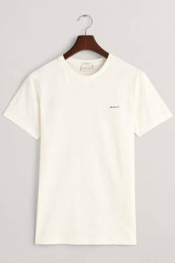 GANT Slim Fit T-Shirt Rundhals ecru, Einfarbig von Gant