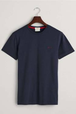 GANT Slim Fit T-Shirt Rundhals navy, Einfarbig von Gant