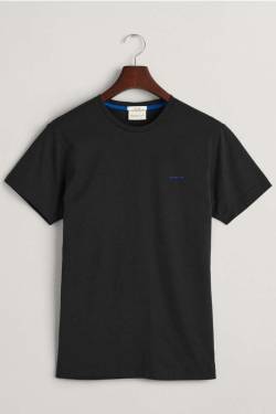 GANT Slim Fit T-Shirt Rundhals schwarz, Einfarbig von Gant