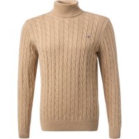 Gant Herren Rollkragenpullover beige Baumwolle unifarben von Gant