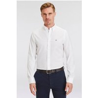 Gant Langarmhemd Slim Fit Popeline Hemd leichte Baumwolle strapazierfähig pflegeleicht mit klassischer Logostickerei auf der Brust von Gant