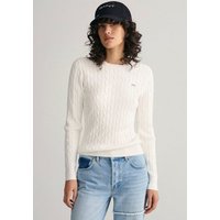 Gant Strickpullover STRETCH COTTON CABLE C-NECK mit Logostickerei auf der Brust von Gant