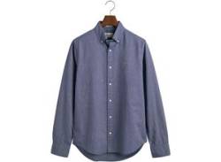 Langarmhemd GANT "Slim Fit Oxford Hemd strukturiert langlebig dicker" Gr. S, N-Gr, blau (persian blue) Herren Hemden Langarm von Gant