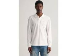 Poloshirt GANT "REG SHIELD LS PIQUE RUGGER" Gr. L, weiß (white) Herren Shirts Kurzarm von Gant