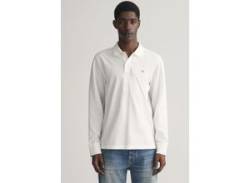 Poloshirt GANT "REG SHIELD LS PIQUE RUGGER" Gr. M, weiß (white) Herren Shirts Kurzarm mit Logotickerei auf der Brust von Gant