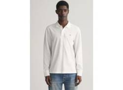 Poloshirt GANT "REG SHIELD LS PIQUE RUGGER" Gr. S, weiß (white) Herren Shirts Kurzarm von Gant