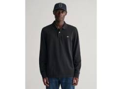 Poloshirt GANT "REG SHIELD LS PIQUE RUGGER" Gr. XL, schwarz (black) Herren Shirts Kurzarm von Gant