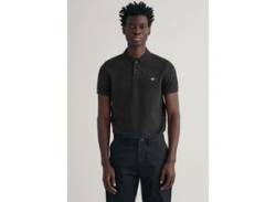 Poloshirt GANT "SLIM ORIGINAL PIQUE SS RUGGER" Gr. M, schwarz (black) Herren Shirts Kurzarm mit Logostickerei auf der Brust von Gant