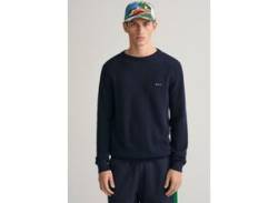 Rundhalspullover GANT "COTTON PIQUE C-NECK" Gr. S, blau (evening blue) Herren Pullover Rundhalspullover von Gant