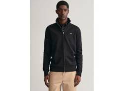 Sweatjacke GANT "REG SHIELD FULL ZIP SWEAT" Gr. XXL, schwarz (black) Herren Sweatjacken von Gant