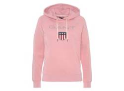 Sweatshirt GANT "GANT SHIELD SWEAT HOODIE" Gr. L (40), pink (blushing pink) Damen Sweatshirts von Gant
