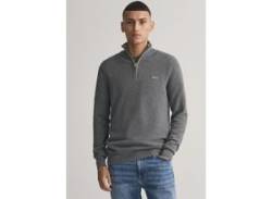 Troyer GANT "COTTON PIQUE HALFZIP" Gr. 5XL, grau (dark grey melange) Herren Pullover Troyer von Gant