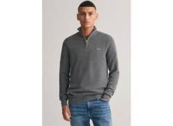 Troyer GANT "COTTON PIQUE HALFZIP" Gr. XXXL, grau (dark grey melange) Herren Pullover Troyer von Gant