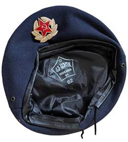 Ganwear Russische Armeeuniform der UDSSR im sowjetischen Stil Dunkelblaues Baskenmütze-Hutabzeichen von Ganwear