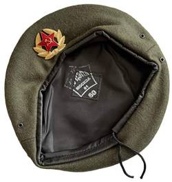 Russische Bodentruppen Standard Khaki Baskenmütze Military Style Hut Kappe mit Abzeichen von Ganwear