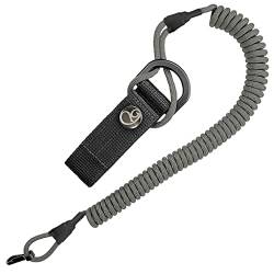 Ganzoo © Spiral-Kabel, elastischer Schlüssel-Anhänger aus Paracord, Lanyard, Schlüssel-Band, Stretch Fang-Riemen, RSG-Halterung mit Karabiner (grau) von Ganzoo
