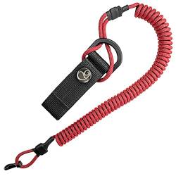 Ganzoo © Spiral-Kabel, elastischer Schlüssel-Anhänger aus Paracord, Lanyard, Schlüssel-Band, Stretch Fang-Riemen, RSG-Halterung mit Karabiner (rot) von Ganzoo