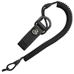 Ganzoo © Spiral-Kabel, elastischer Schlüssel-Anhänger aus Paracord, Lanyard, Schlüssel-Band, Stretch Fang-Riemen, RSG-Halterung mit Karabiner (schwarz) von Ganzoo