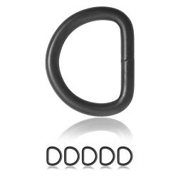 Ganzoo 5er Set D Ring aus Edelstahl, 50mm x 41mm, Materialstärke 6mm, nichtrostend, Ideal in Verbindung mit Paracord 550 zu verarbeiten, geschweißter Stahl, Farbe matt schwarz, Marke von Ganzoo