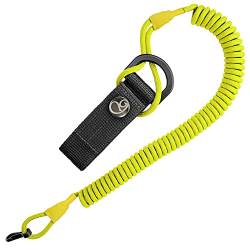 Spiral-Kabel, elastischer Schlüssel-Anhänger aus Paracord, Lanyard, Schlüssel-Band, Stretch Fang-Riemen, RSG-Halterung mit Karabiner (neongelb) von Ganzoo