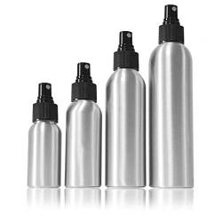Zerstäuber Aluminium, 4er Set, Sprüh-Flasche 4 Größen 50-250 ml nachfüllbar, leeres Parfum-Spray von Ganzoo