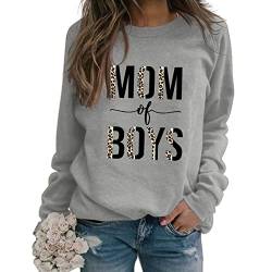 GaoCold Mom of Boys Sweatshirt Damen Langarm Buchstaben Druck Pullover Mama Sweatshirt Casual Loose Crewneck Tops, GRAU, S von GaoCold