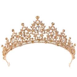 Gaoominy Champagner Gold Kristall Tiara Krone Hochzeit Braut Kopf Bedeckung Geburtstag Abschlussball Festzug von Gaoominy