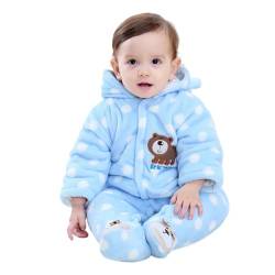 Gaorui Neugeborenes Unisex Baby Winter Overall mit Kapuze Strampler Fleece Onesie All in One Schneeanzug Outfits (Blau, 0-3 Monate) von Gaorui