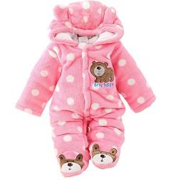 Gaorui Neugeborenes Unisex Baby Winter Overall mit Kapuze Strampler Fleece Onesie All in One Schneeanzug Outfits (Rosa, 0-3 Monate) von Gaorui