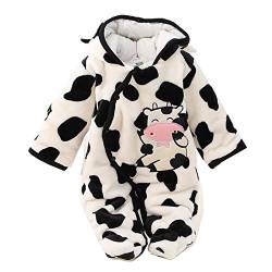 Gaorui Neugeborenes Unisex Baby Winter Overall mit Kapuze Strampler Fleece Onesie All in One Schneeanzug Outfits (Weiß, 0-3 Monate) von Gaorui