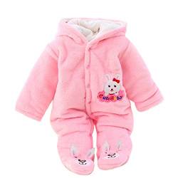 Gaorui Neugeborenes Unisex Baby Winter Overall mit Kapuze Strampler Fleece Onesie All in One Schneeanzug Outfits (reines rosa, 0-3 Monate) von Gaorui