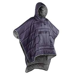 Winter Poncho Mantel Outdoor Camping Wärme kleine Steppdecke wasserabweisend Schlafsack Mantel Cape mit Hut für Erwachsene Männer Frauen (Violett) von Gaorui