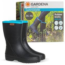 Gardena Gummistiefel für Damen & Herren in den Größen 36-46 I Unisex-Regenstiefel für Damen & Herren I Garten Gummischuhe mit halbhohem Schaft I Wasserfest, rutschfest & gefüttert I in Schwarz von Gardena