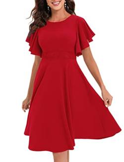 Gardenwed Abendkleider elegant für Hochzeit Festliche Kleider für Damen cocktailkleid Damen Kleid Damen elegant ballkleid midi für Herbst Winter Red M von Gardenwed