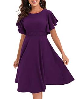 Gardenwed Abendkleider elegant für Hochzeit Festliche Kleider für Damen cocktailkleid Damen Kleid Damen elegant ballkleid mit ärmel Grape S von Gardenwed