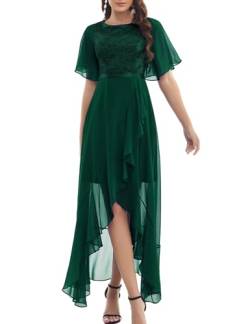 Gardenwed Abendkleider elegant für Hochzeit festliches Kleid Chiffon Ärmel Rüschen Brautjunferkleid Bridesmaid Dress Party Abschlusskleid lang Ballkleid Dark Green 2XL von Gardenwed