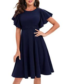 Gardenwed Abendkleider elegant für Hochzeit midilang Damen Kleider elegant festlich Spitzen cocktailkleid Navy S von Gardenwed