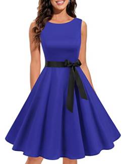 Gardenwed Damen 1950er Vintage Cocktailkleid Rockabilly Retro Schwingen Kleid Faltenrock Royal Blue S von Gardenwed