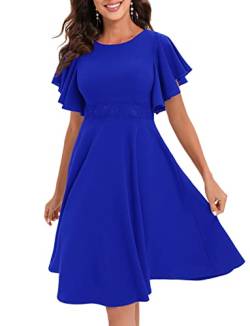 Gardenwed Damen Festlich Abendkleider für Hochzeit Midilang Kleider für Damen Cocktailkleid Elegant Rockability Hochzeitgastkleid Royal Blue S von Gardenwed